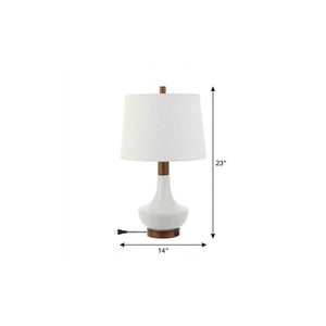 23 Inch Brown Globe Table Lamp with Empire Shade for Bedroom Nightstand Decor