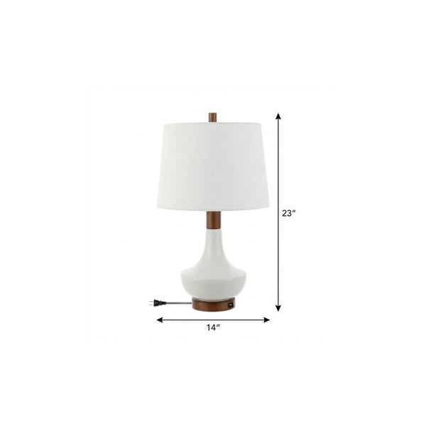 23 Inch Brown Globe Table Lamp with Empire Shade for Bedroom Nightstand Decor