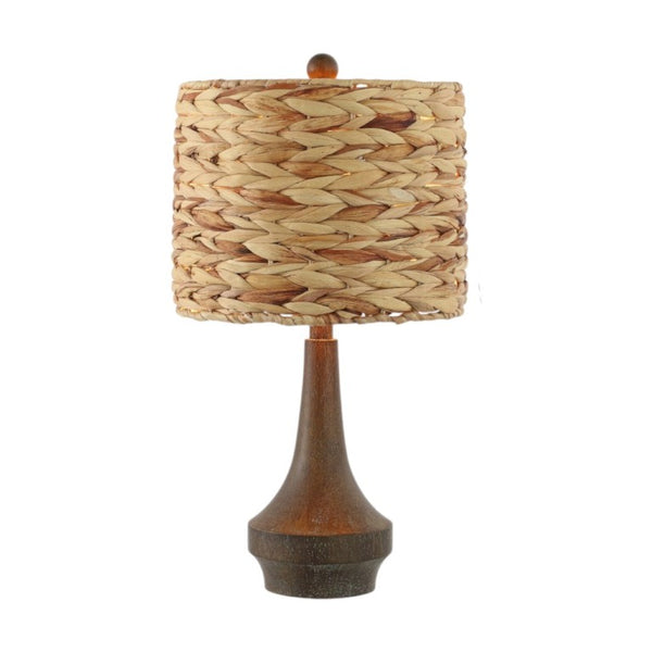 Set of Two Gourd Shaped Bedside Table Lamps with Drum Shades for Bedroom Decor