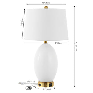 HomeRoots 27" Gold Table Lamp with White Linen Empire Shade - Elegant LED Lighting for Home & Office Spaces 716039
