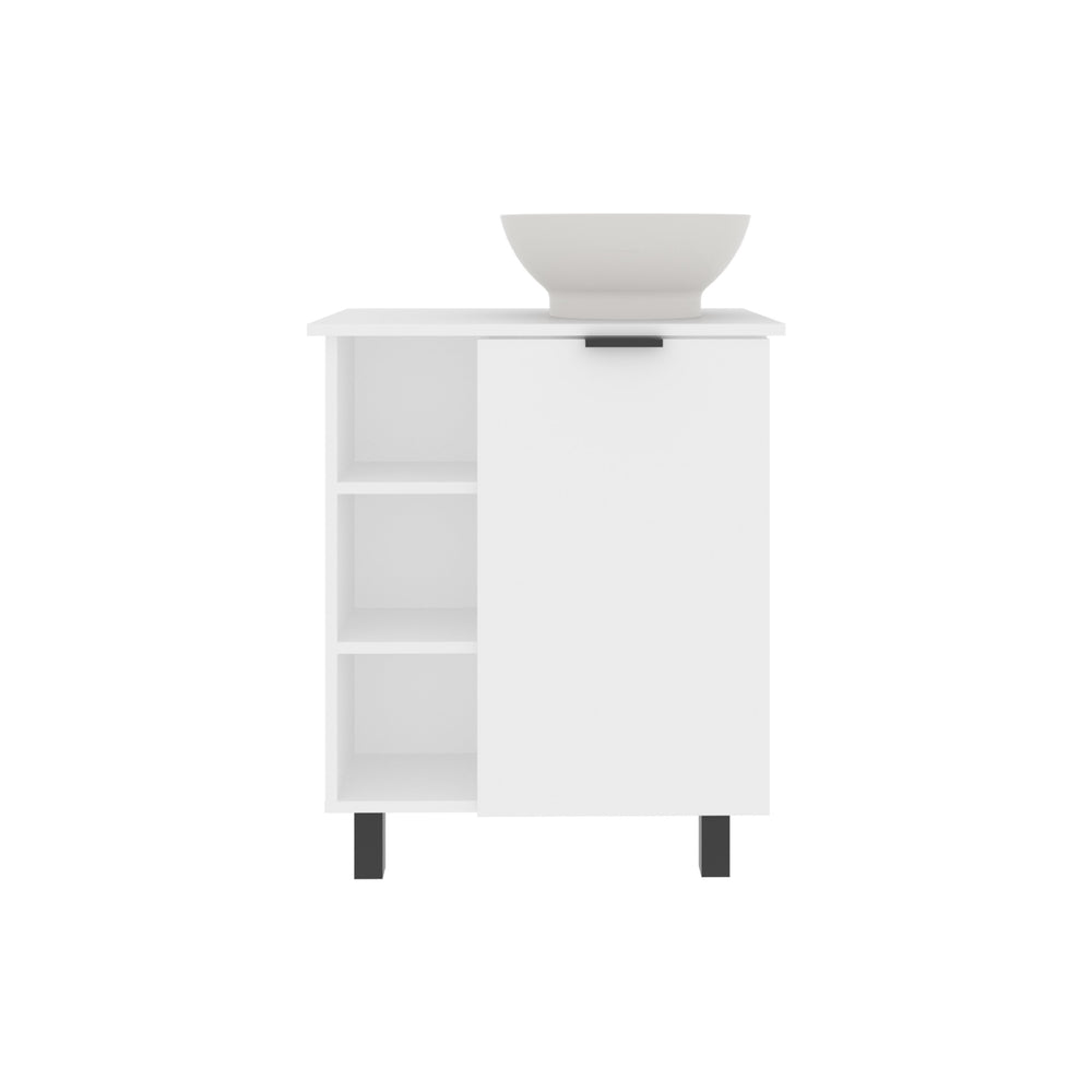 English Elm Allegra Floating Vessel Sink Vanity Wall-Mount in White with Double Doors, Open Shelf Storage Elegance B070P337050