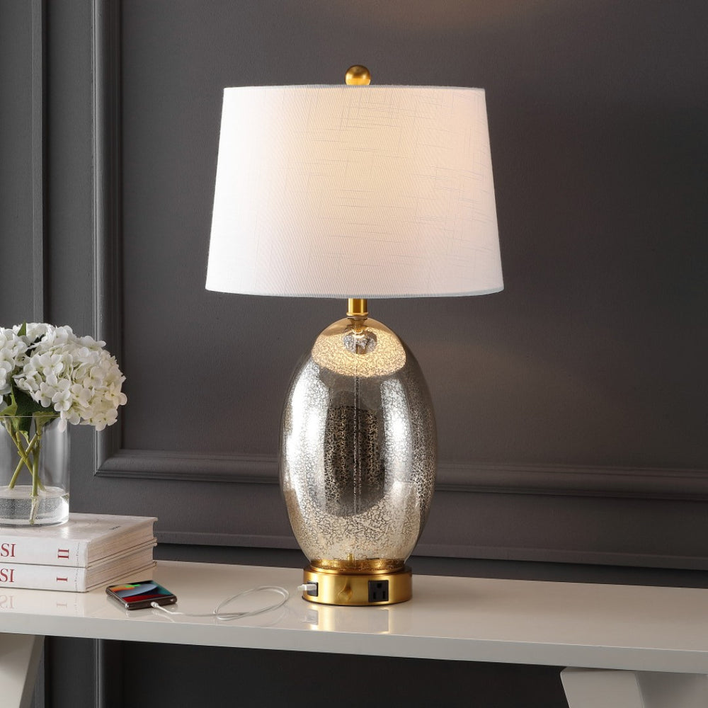 HomeRoots Set of Two 21" Black Table Lamps with White Drum Shades – Modern LED Lighting for Chic Spaces 716041
