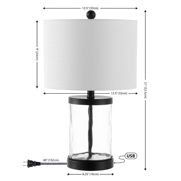 HomeRoots 24" Clear Gourd Table Lamp - Modern Glass Design with White Linen Shade for Elegant Lighting Decor 716042