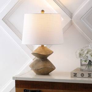 HomeRoots 32" Elegant Clear Crystal Table Lamp with White Drum Shade – Modern Design for Cozy Illumination 716050