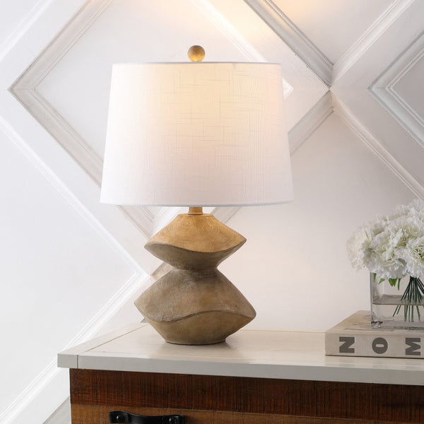 HomeRoots 32" Elegant Clear Crystal Table Lamp with White Drum Shade – Modern Design for Cozy Illumination 716050