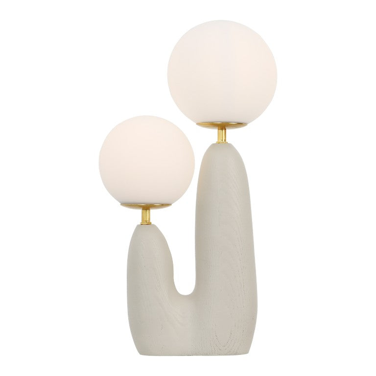 HomeRoots 18 Inch Light Gray Spherical Table Lamp Modern Globe Design for Living Room Ambiance 716049