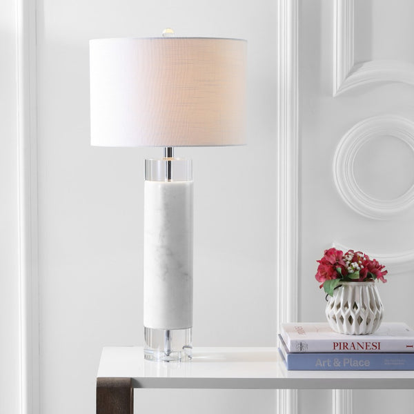 HomeRoots 24" Gold Novelty Table Lamp - Elegant LED Drum Shade with Crystal Accents for Any Room Decor 716055
