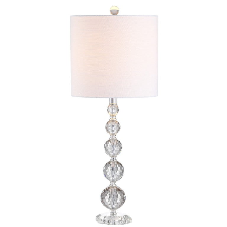 HomeRoots Set of Two Glass Table Lamps with Drum Shades for Modern Living Room Decor 716052