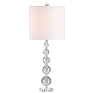 Set of Two Glass Table Lamps with Drum Shades for Modern Living Room Decor