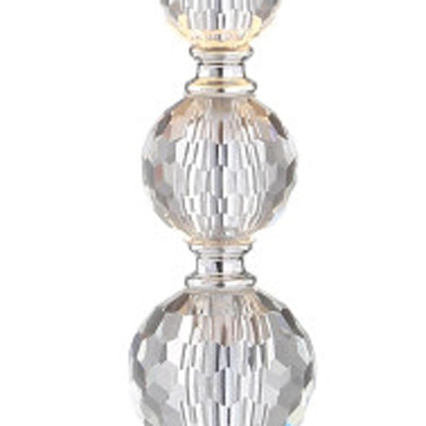 Set of Two Glass Table Lamps with Drum Shades for Modern Living Room Decor