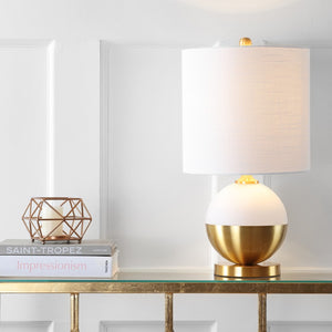 HomeRoots 29" Gold Novelty Table Lamp - Elegant LED Illumination with White Shade for Modern Home Décor 716058