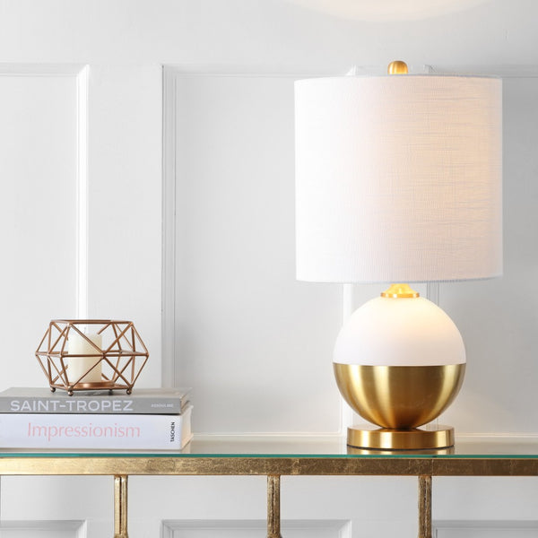 HomeRoots 29" Gold Novelty Table Lamp - Elegant LED Illumination with White Shade for Modern Home Décor 716058