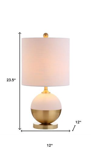 HomeRoots 29" Gold Novelty Table Lamp - Elegant LED Illumination with White Shade for Modern Home Décor 716058