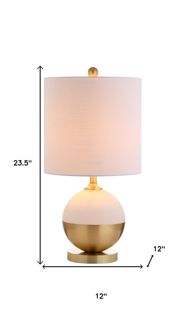 HomeRoots 29" Gold Novelty Table Lamp - Elegant LED Illumination with White Shade for Modern Home Décor 716058