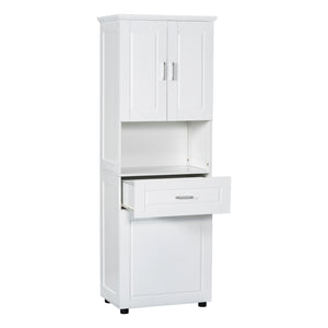 English Elm Tall Bathroom Cabinet with Tilt-Out Laundry Hamper, Adjustable Shelves, Anti-Tip Design & Large Storage White WF323481AAK