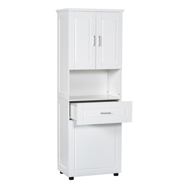English Elm Tall Bathroom Cabinet with Tilt-Out Laundry Hamper, Adjustable Shelves, Anti-Tip Design & Large Storage White WF323481AAK