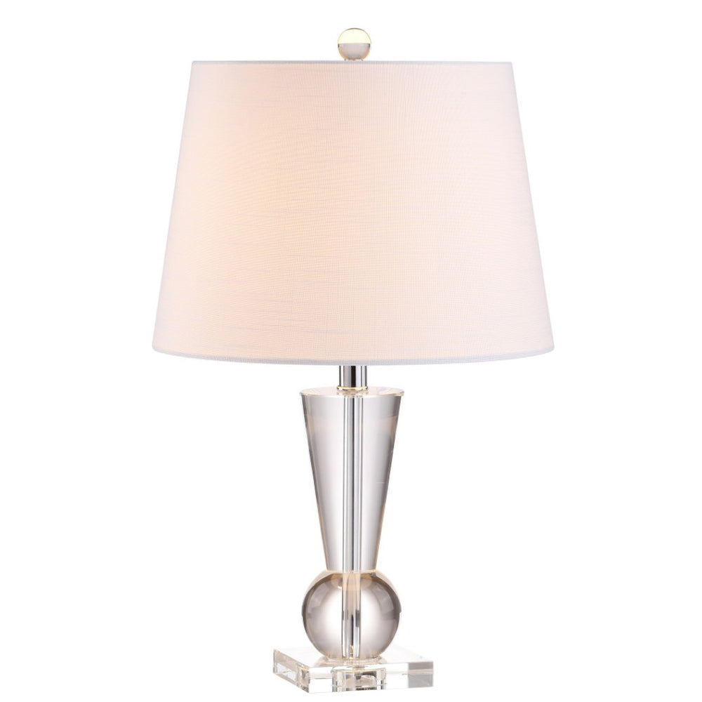 HomeRoots 23" Gold Table Lamp with Crystal Base & White Linen Shade - Elegant LED Lighting for Any Room 716067