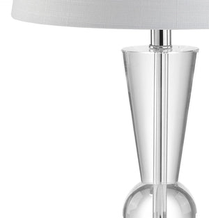 HomeRoots 23" Gold Table Lamp with Crystal Base & White Linen Shade - Elegant LED Lighting for Any Room 716067