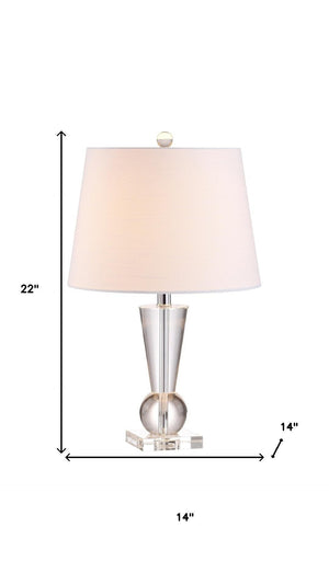 HomeRoots 23" Gold Table Lamp with Crystal Base & White Linen Shade - Elegant LED Lighting for Any Room 716067