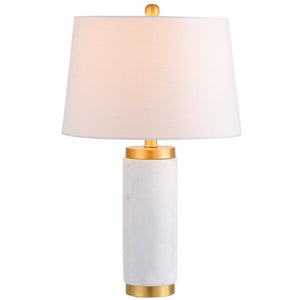 HomeRoots 26" Clear Novelty Table Lamp - Elegant LED with White Linen Shade for Living Room & Bedroom Ambiance 716069