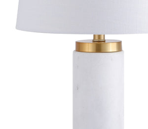 HomeRoots 26" Clear Novelty Table Lamp - Elegant LED with White Linen Shade for Living Room & Bedroom Ambiance 716069