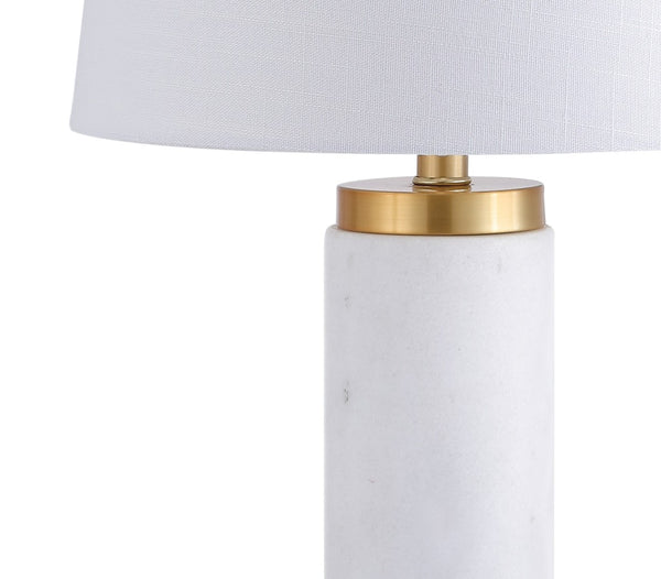 HomeRoots 26" Clear Novelty Table Lamp - Elegant LED with White Linen Shade for Living Room & Bedroom Ambiance 716069