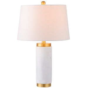 HomeRoots 26" Clear Novelty Table Lamp - Elegant LED with White Linen Shade for Living Room & Bedroom Ambiance 716069
