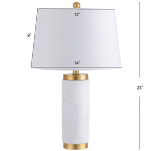 HomeRoots 26" Clear Novelty Table Lamp - Elegant LED with White Linen Shade for Living Room & Bedroom Ambiance 716069