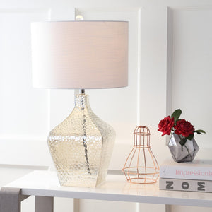 HomeRoots 27" Clear Novelty Table Lamp - Crystal Base with White Drum Shade for Modern Home Decor & Ambiance 716070