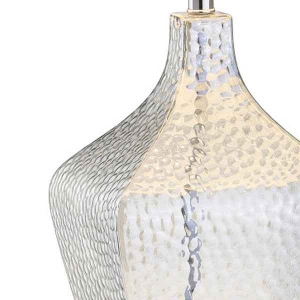 HomeRoots 27" Clear Novelty Table Lamp - Crystal Base with White Drum Shade for Modern Home Decor & Ambiance 716070