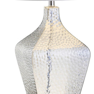 HomeRoots 27" Clear Novelty Table Lamp - Crystal Base with White Drum Shade for Modern Home Decor & Ambiance 716070