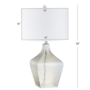 HomeRoots 27" Clear Novelty Table Lamp - Crystal Base with White Drum Shade for Modern Home Decor & Ambiance 716070