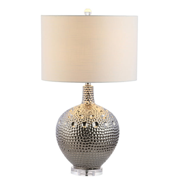 HomeRoots 25" Clear Crystal Table Lamp with Elegant Linen Shade – Modern Ambient Lighting for Home Decor 716072