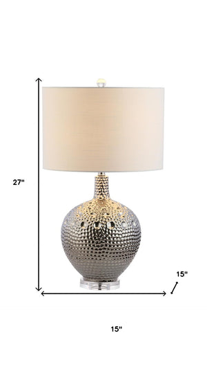 HomeRoots 25" Clear Crystal Table Lamp with Elegant Linen Shade – Modern Ambient Lighting for Home Decor 716072