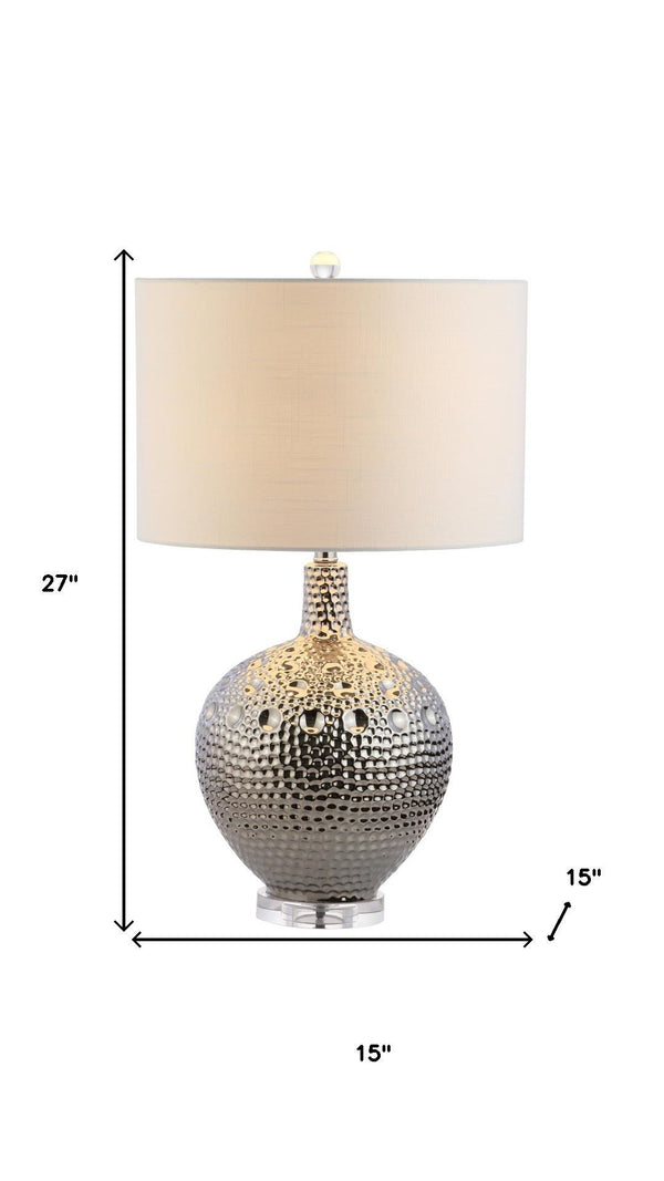 HomeRoots 25" Clear Crystal Table Lamp with Elegant Linen Shade – Modern Ambient Lighting for Home Decor 716072