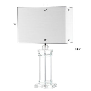 HomeRoots 26" Silver Novelty Table Lamp - Elegant LED Lighting with Crystal Base & White Linen Drum Shade 716073