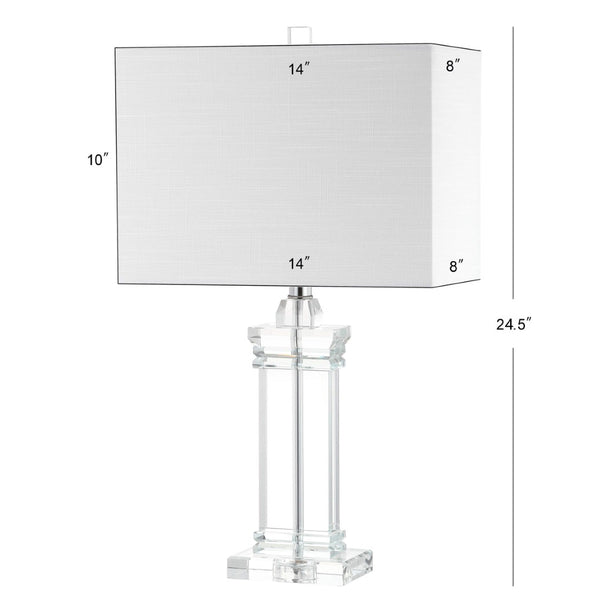 HomeRoots 26" Silver Novelty Table Lamp - Elegant LED Lighting with Crystal Base & White Linen Drum Shade 716073