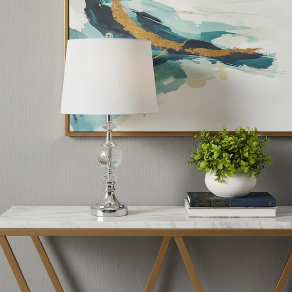 HomeRoots 29" Gold LED Table Lamp with Stylish Drum Shade – Perfect for Living Rooms & Bedrooms! 716078