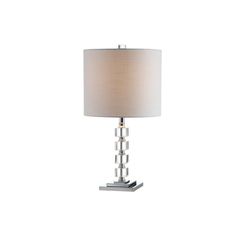 HomeRoots Set of Two Elegant Drum Shade Table Lamps in Clear Acrylic with Silver Accents 716075