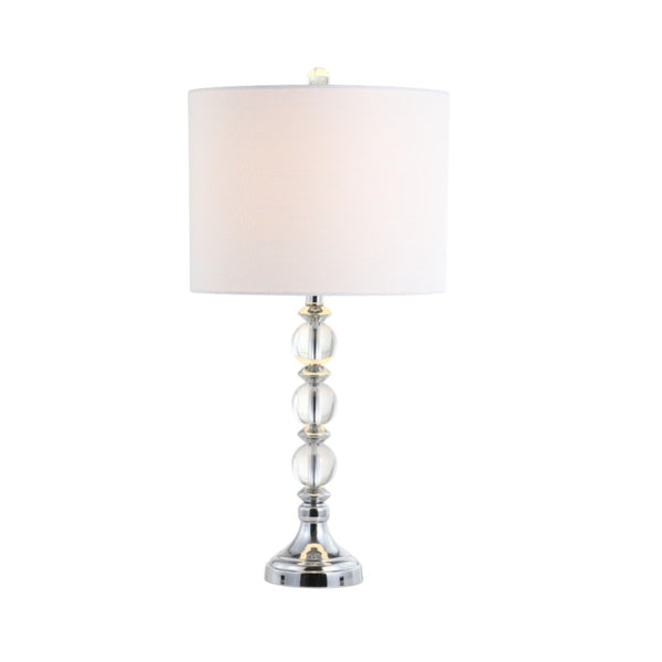 Set of Two Silver Finish Accent Table Lamps Featuring Drum Shades for Modern Living