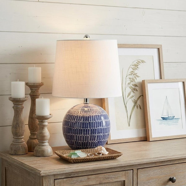 21 Inch Clear Accent Table Lamp with Drum Shade for Modern Living Room Decor