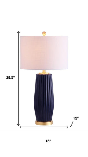 HomeRoots 29" Gold Novelty Table Lamp - Chic Modern Design with White Linen Drum Shade for Ambient Lighting 716079