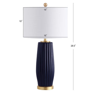 HomeRoots 29" Gold Novelty Table Lamp - Chic Modern Design with White Linen Drum Shade for Ambient Lighting 716079