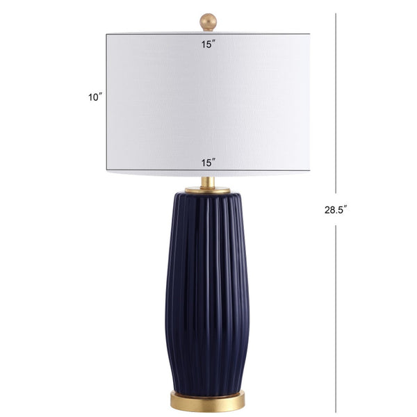 HomeRoots 29" Gold Novelty Table Lamp - Chic Modern Design with White Linen Drum Shade for Ambient Lighting 716079