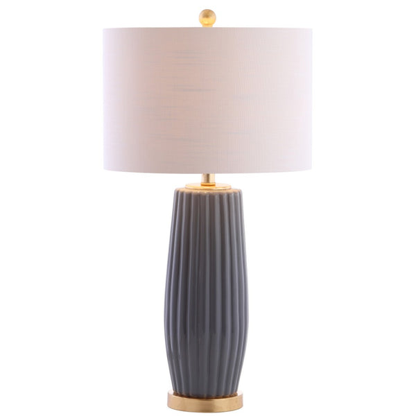 HomeRoots 30" Gold Gourd Table Lamp LED – Elegant Sculpted Base with White Linen Shade for Modern Spaces 716081