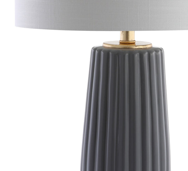 HomeRoots 30" Gold Gourd Table Lamp LED – Elegant Sculpted Base with White Linen Shade for Modern Spaces 716081
