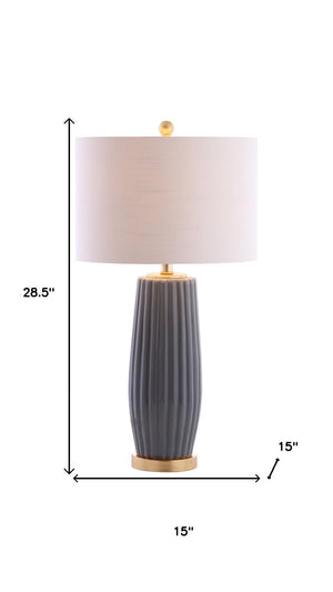 HomeRoots 30" Gold Gourd Table Lamp LED – Elegant Sculpted Base with White Linen Shade for Modern Spaces 716081