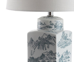HomeRoots 20" Modern Clear Table Lamp with White Linen Shade for Stylish Illumination in Any Room 716087