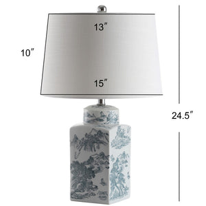 HomeRoots 20" Modern Clear Table Lamp with White Linen Shade for Stylish Illumination in Any Room 716087