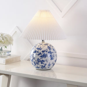 HomeRoots 20" Clear Table Lamp LED - Cottage-Inspired Design with White Linen Cone Shade for Warm Ambiance 716088